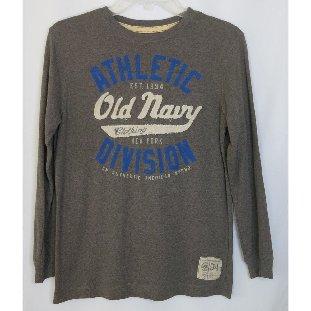 OLD NAVY Athletic Division Long Sleeve T Shirt Size L Youth Gray School Casual
